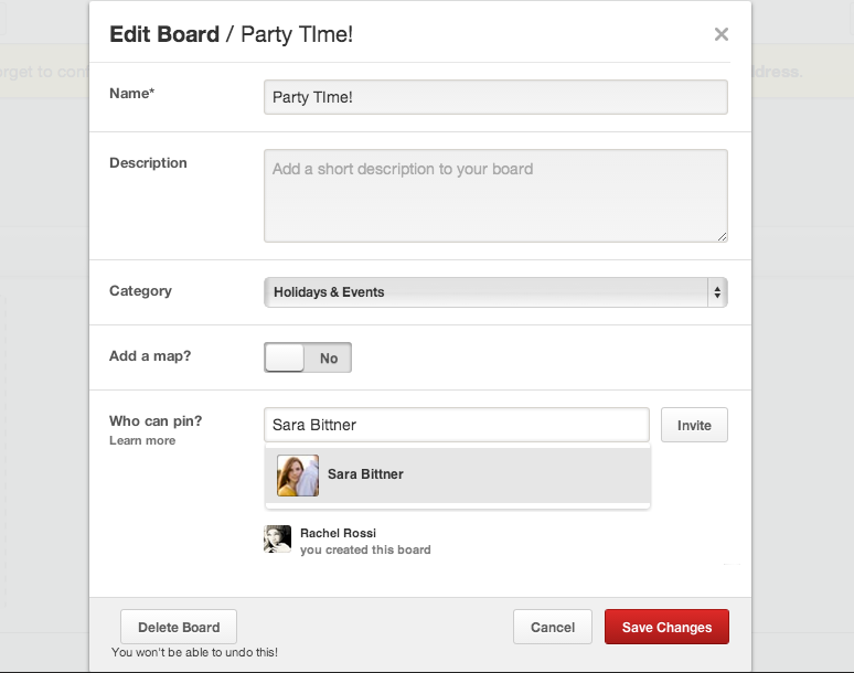 Invite Other Pinterest Users to Your Secret Board