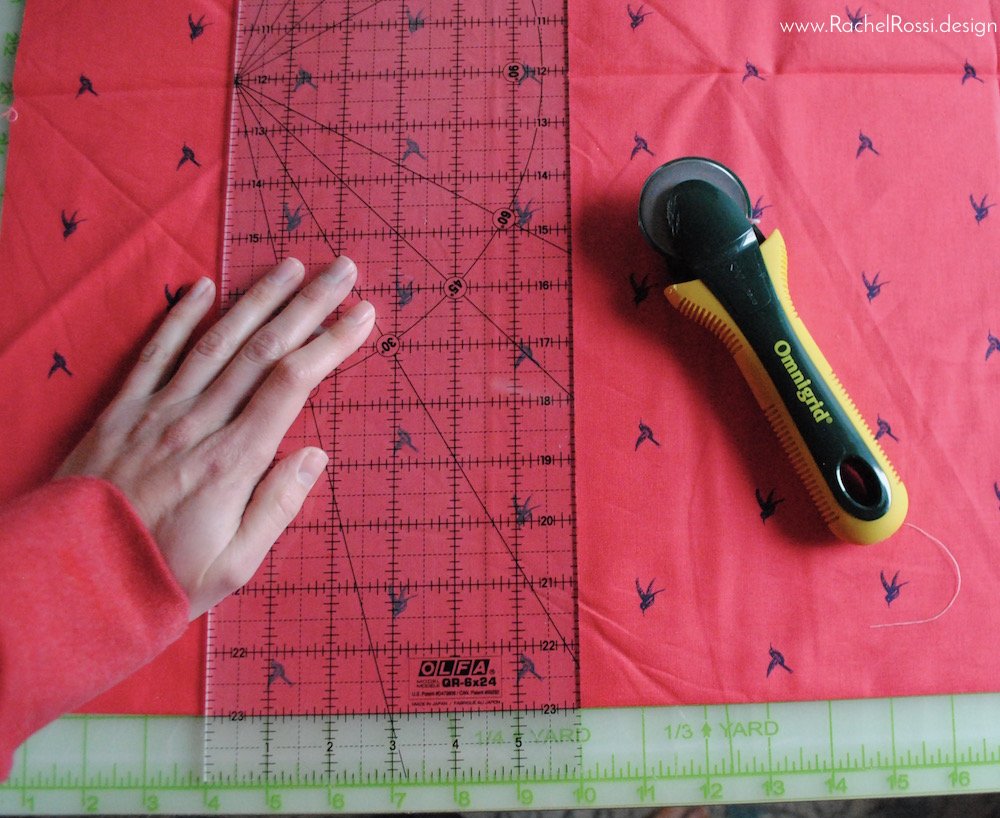 Cutting pieces out for a quilt