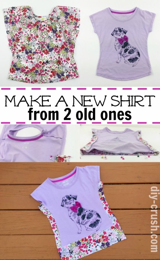 Make-a-new-shirt-from-2-old-ones.-This-DIY-shows-you-step-by-step-how-to-blend-two-shirts-to-make-a-larger-size.-Perfect-for-outgrown-shirts