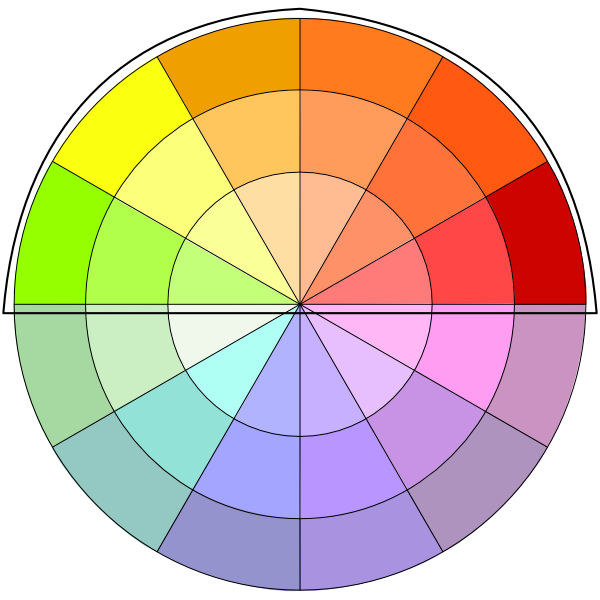 warm colors on color wheel