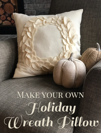 DIY wreath pillow tutorial. This is the perfect last minute gift or decoration for Thanksgiving and Christmas!